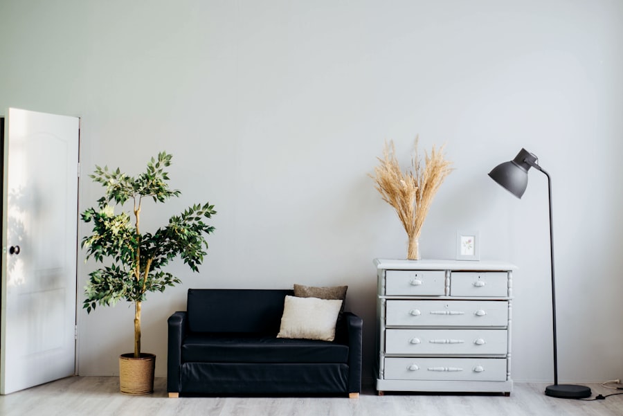 Organized entryway with coat hooks, shoe bench, and woven baskets for accessories