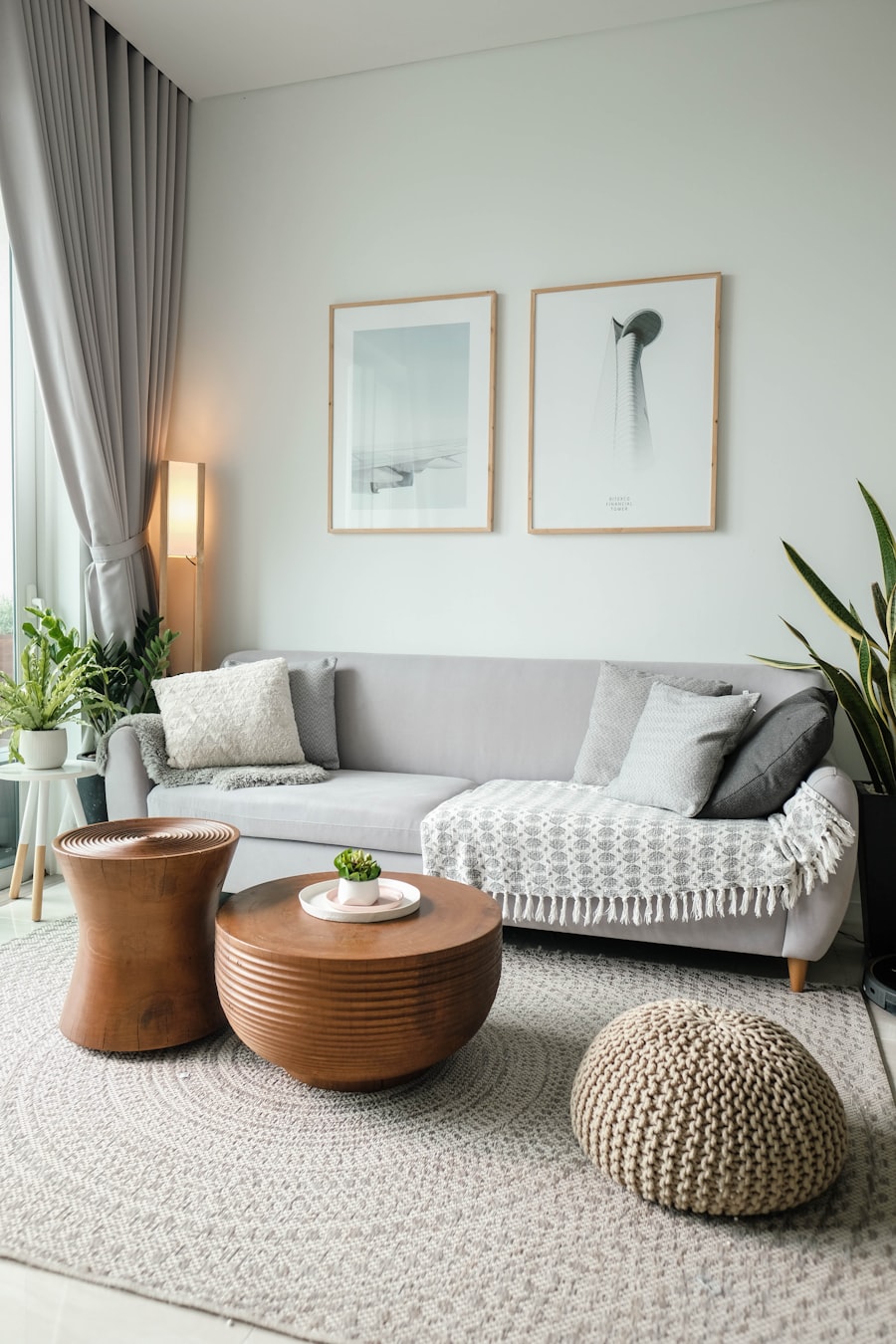 Mid-century modern living room with iconic Eames lounge chair and walnut credenza