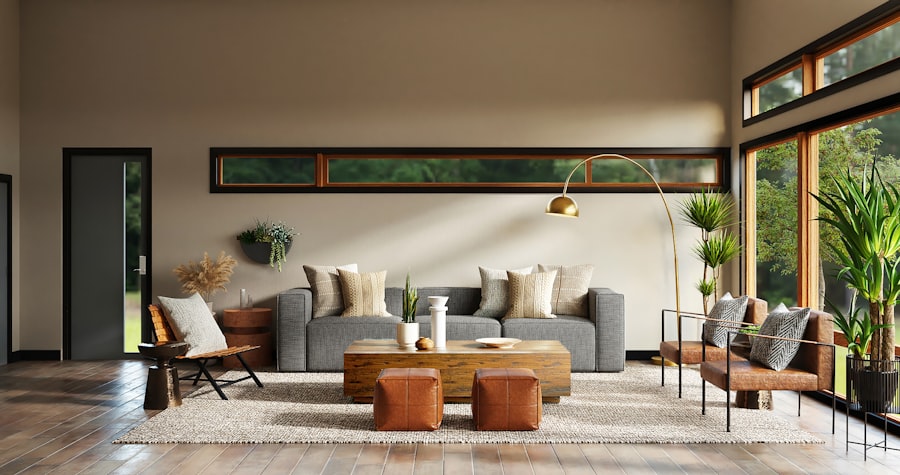 Dramatic emerald green velvet armchair in a neutral living room setting